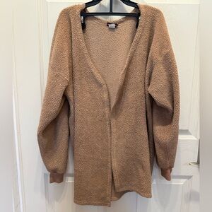 Cozy Tan Women's Open-Front Cardigan